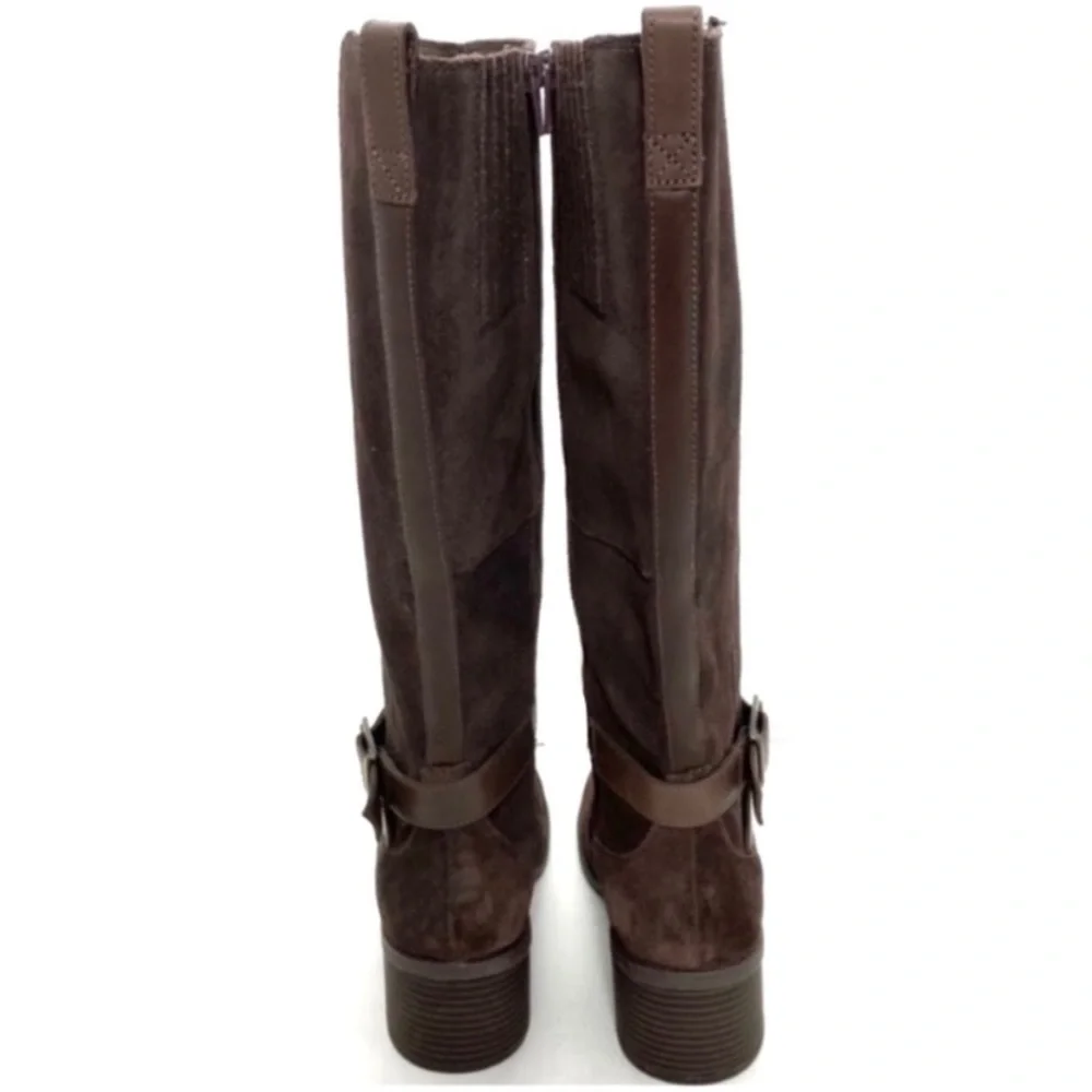 Clarks Nevella March Suede Classic Knees High Riding Boot Brown Size 6.5 New